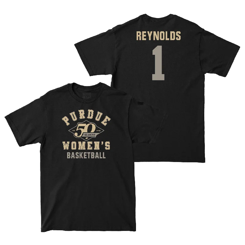 T-Shirt with Movie References-50th Anniversary Women's Basketball Diamond Black Tee - Amiyah Reynolds