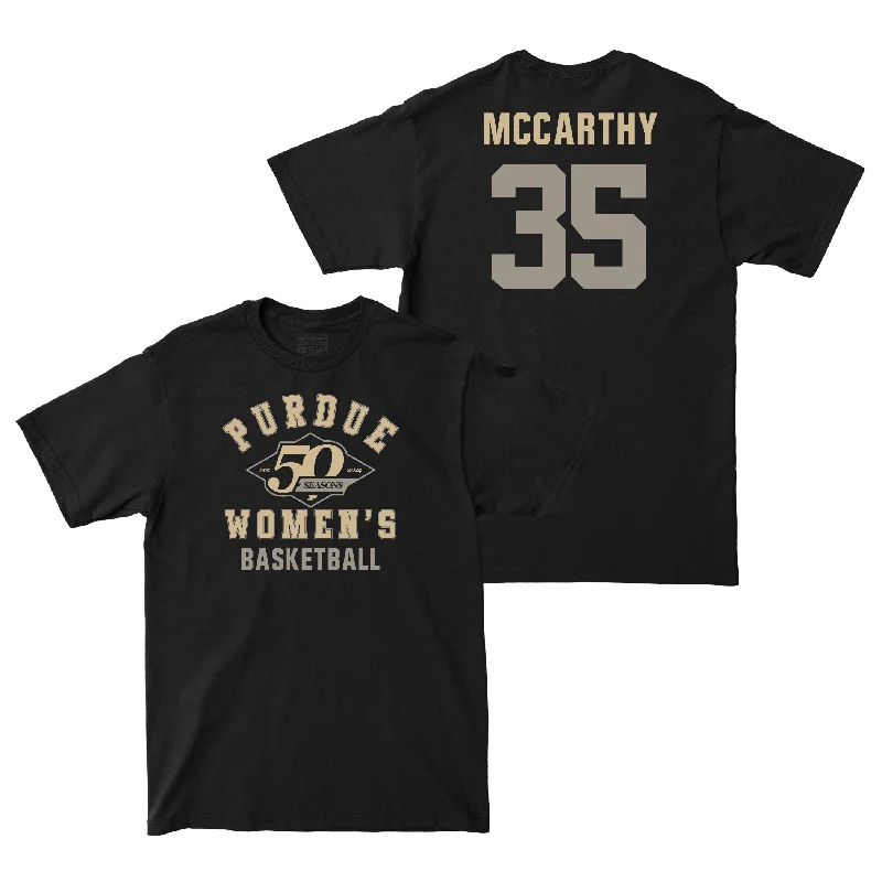 T-Shirt with Beaded Designs-50th Anniversary Women's Basketball Diamond Black Tee - Lana McCarthy