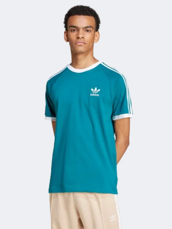 Bright Colored T-Shirt-Adidas Adicolor Classics 3 Stripes Men Originals T-Shirt Legacy Teal