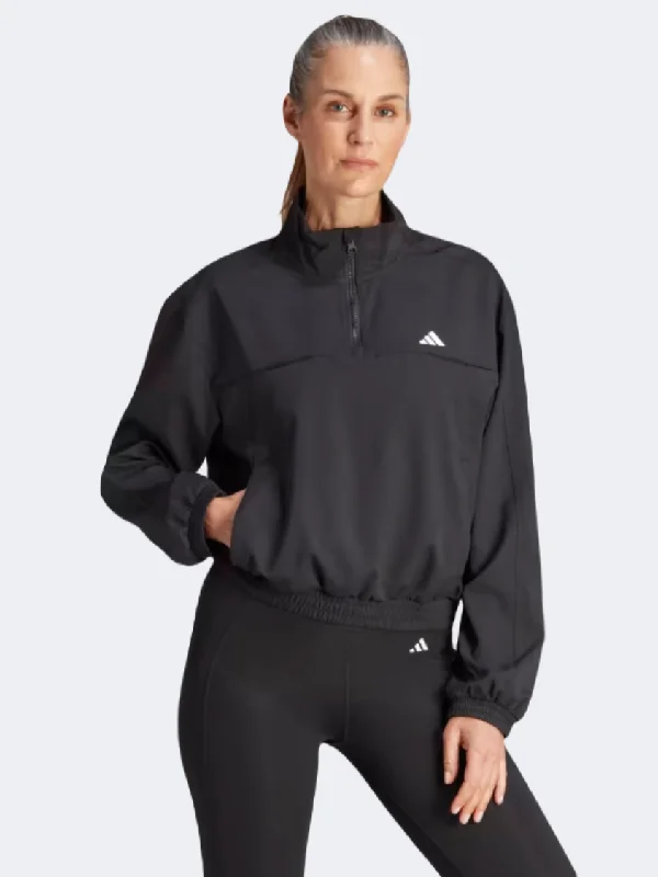 Hoodie for Camping-Adidas Aeroready Essentials Women Training Hoody Black/White