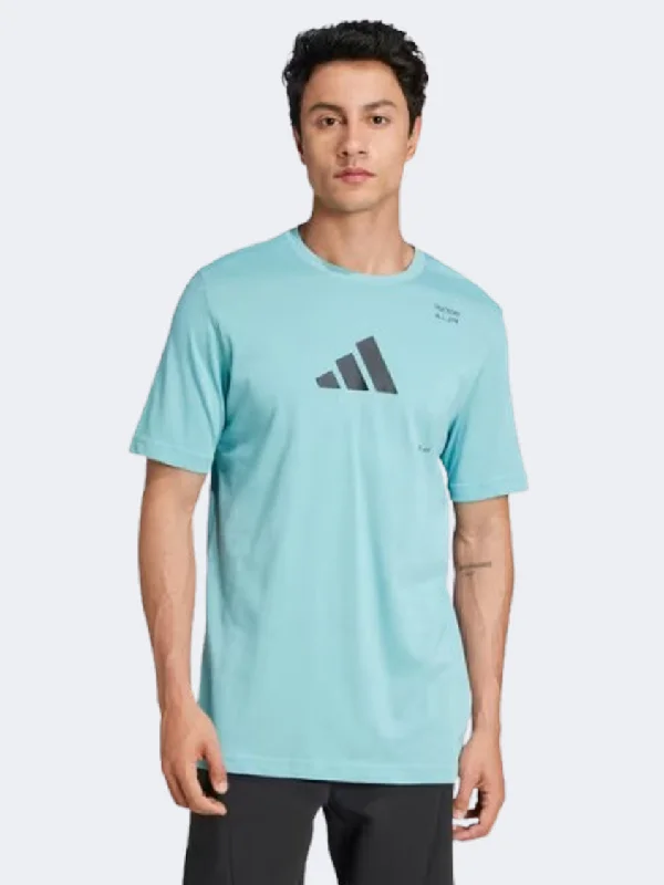 Soft Fabric T-Shirt-Adidas All Gym Category Graphic Men Training T-Shirt Mint Ton