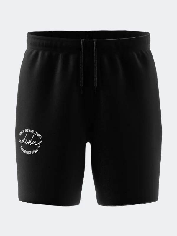 Patterned Swim Shorts-Adidas Brand Love Q3 Men Sportswear Short Black