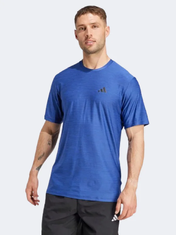 T-Shirt for Music Lovers-Adidas Essentials Stretch Men Training T-Shirt Semi Blue/Black