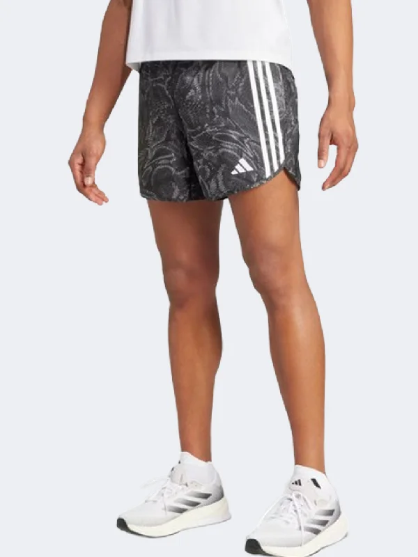 Slim Fit Shorts-Adidas Own The Run Excite All Over Print Men Running Short Black