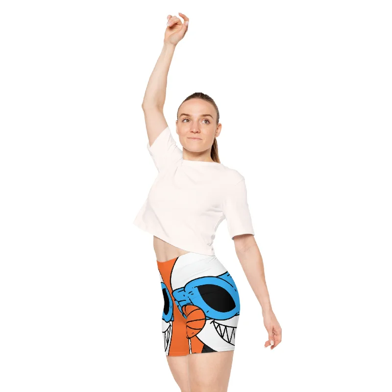 Shorts for Lounging at Home-Alien BBall Sport Ninja Mask Orange Basketball Women's Biker Shorts