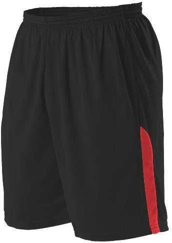 Winter Shorts-Alleson Athletic A205BA Adult NBA Blank Game Short - Black Scarlet