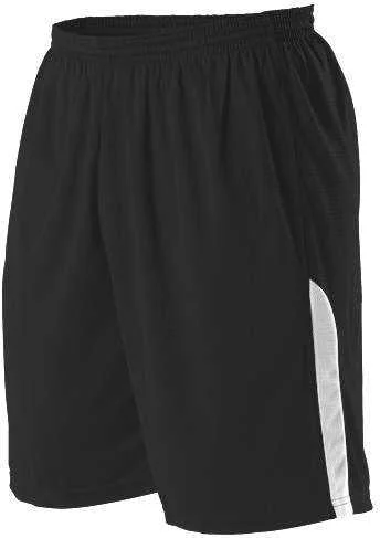 Tartan Shorts-Alleson Athletic A205BA Adult NBA Blank Game Short - Black White