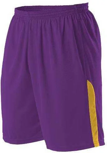 Premium Shorts for Men-Alleson Athletic A205BA Adult NBA Blank Game Short - Purple Gold