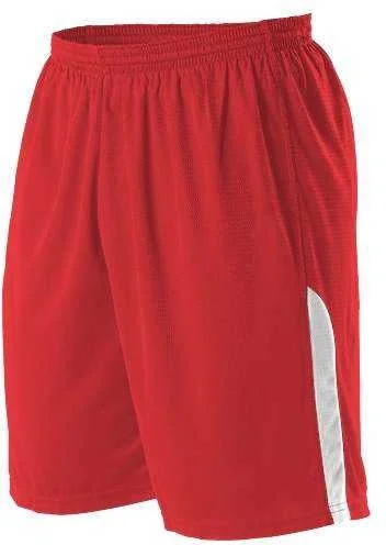 Board Shorts for Swimming-Alleson Athletic A205BA Adult NBA Blank Game Short - Scarlet White