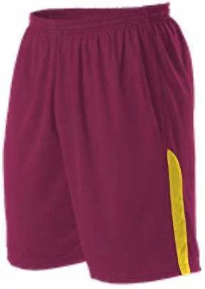 Stretchable Denim Shorts-Alleson Athletic A205BA Adult NBA Blank Game Short - Wine Gold