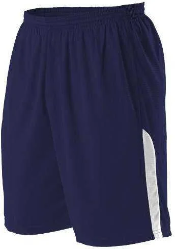 Cool Beach Shorts-Alleson Athletic A205BY Youth NBA Blank Game Short - Navy White