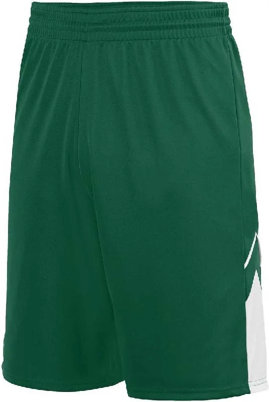 Plus Size Shorts-Augusta 1168 Alley-Oop Reversible Short - Dark Green White