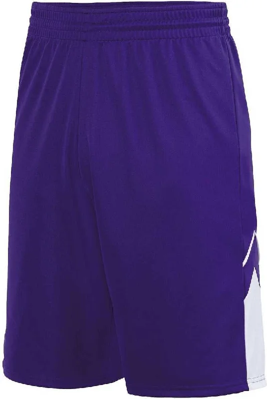 Stylish Shorts for Summer Parties-Augusta 1169 Youth Alley-Oop Reversible Short - Purple White