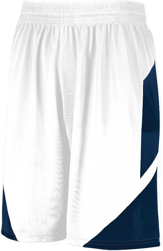 Funny Printed Shorts-Augusta 1734 Youth Step-Back Basketball Shorts - White Navy