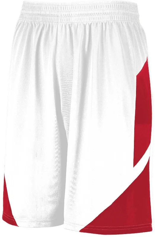 Designer Shorts-Augusta 1734 Youth Step-Back Basketball Shorts - White Red