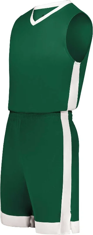 Comfortable Beach Shorts-Augusta 6889 Match-Up Basketball Shorts - Dark Green White