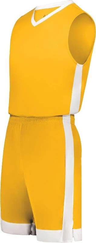 Patterned Swim Shorts-Augusta 6889 Match-Up Basketball Shorts - Gold White