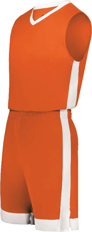 Beach Shorts for Men-Augusta 6889 Match-Up Basketball Shorts - Orange White