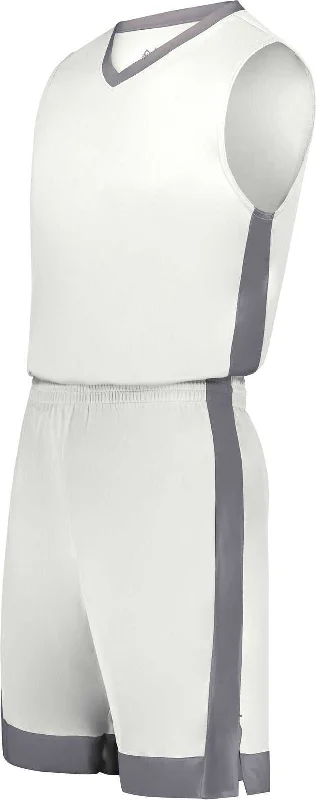 Functional Sports Shorts-Augusta 6889 Match-Up Basketball Shorts - White Graphite