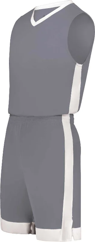 Graphic Printed Shorts-Augusta 6890 Youth Match-Up Basketball Shorts - Graphite White