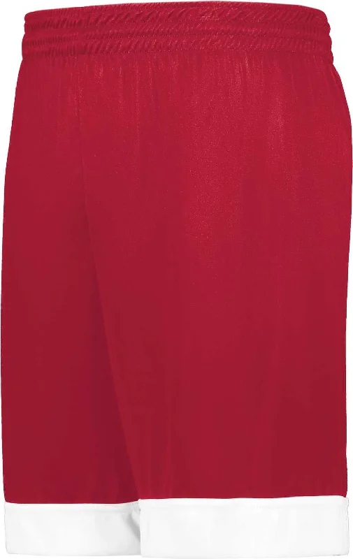 Shorts for Festivals-Augusta 6930 Youth Swish Reversible Basketball Shorts - Scarlet White