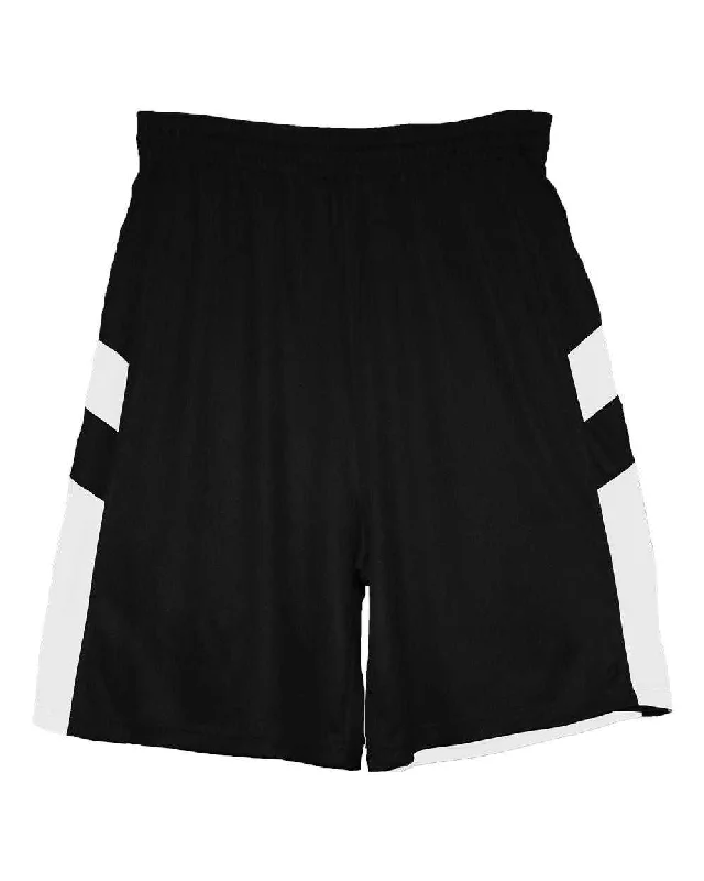 Breathable Running Shorts for Summer-Badger Sport 2266 B-Pivot Reversible Youth Short - Black White