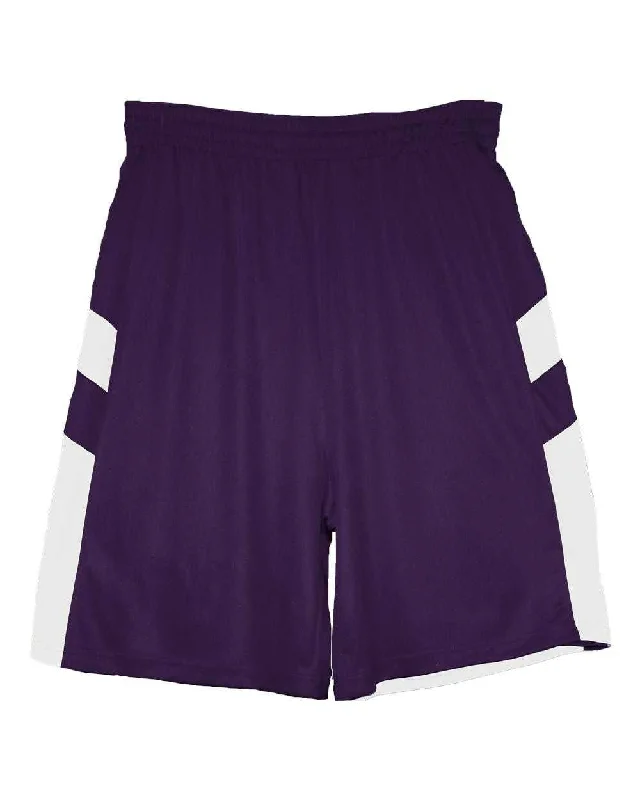 Athletic Shorts-Badger Sport 2266 B-Pivot Reversible Youth Short - Purple White