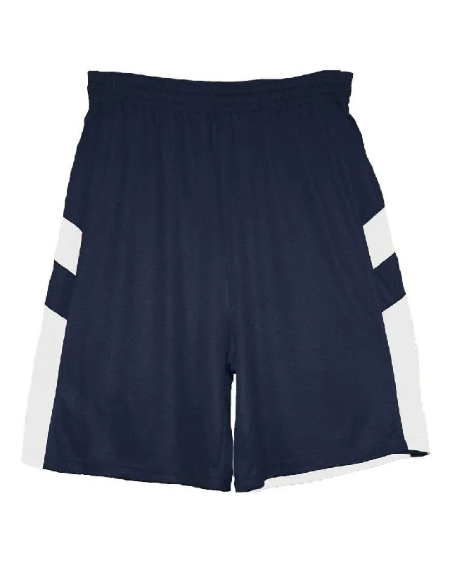 Trendy Shorts for Men-Badger Sport 7266 B-Pivot Reversible Adult Short - Navy White