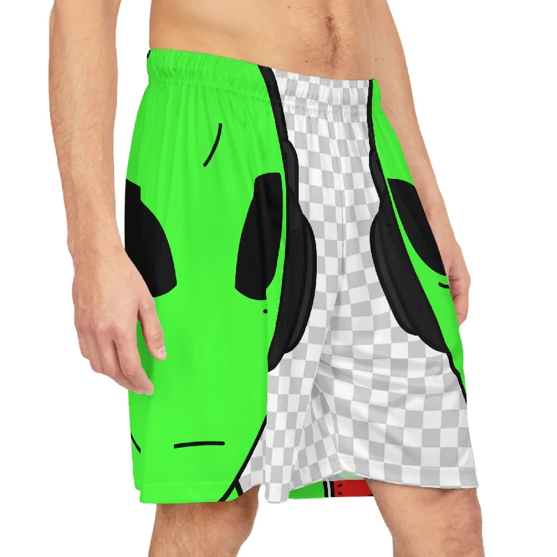 Board Shorts-Alien Music Headphone Podcast Character Visitor Basketball Shorts