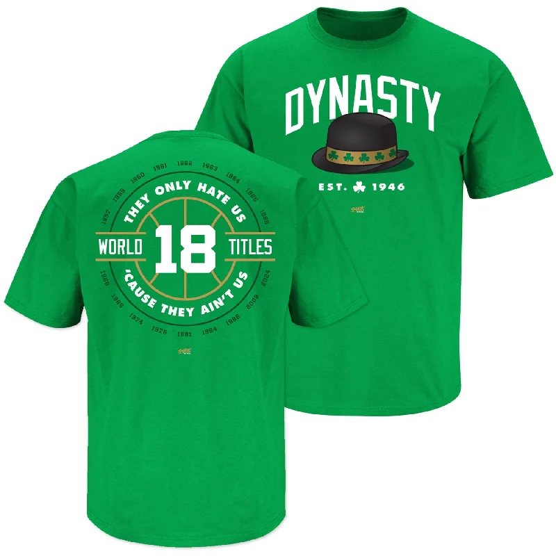 V-Neck T-Shirt-Dynasty - They Only Hate Us 'Cause They Ain't Us T-Shirt for Boston Basketball Fans (SM-5XL)