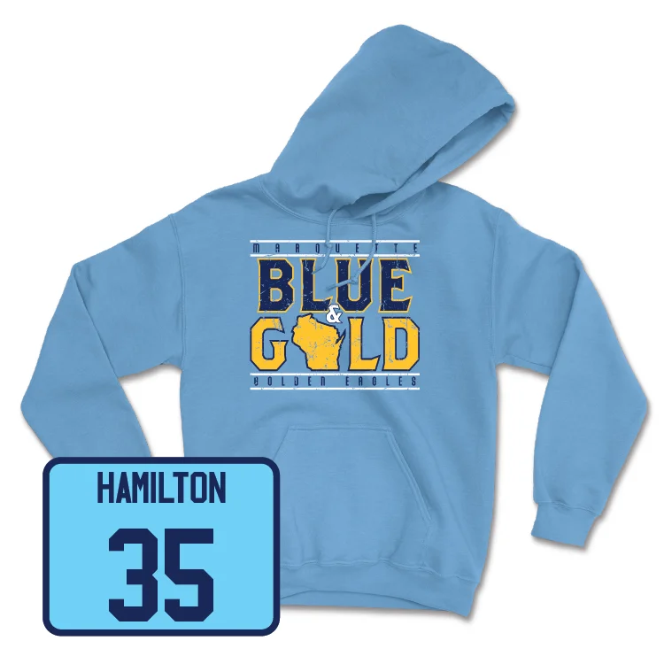 Hoodie with Ribbed Cuffs-Championship Blue Men's Basketball State Hoodie - Caedin Hamilton