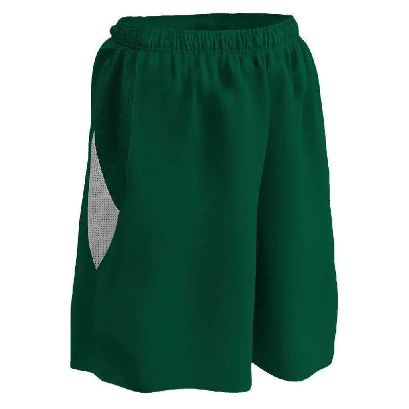 Sustainable Shorts-Champro BBS15 Post Up Female Reversible Basketball Short - Forest White