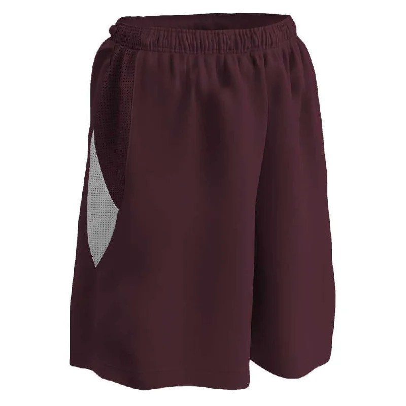 Organic Cotton Shorts-Champro BBS15 Post Up Female Reversible Basketball Short - Maroon White