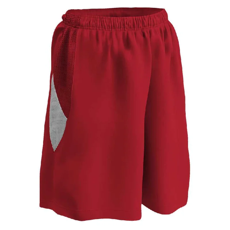 Zip-Up Shorts for Men-Champro BBS15 Post Up Female Reversible Basketball Short - Scarlet White