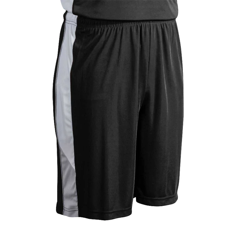 Zip-Up Shorts for Women-Champro BBS21 Rebel Basketball Short - Black Silver White