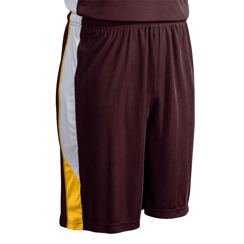 Gym Shorts for Heavy Workouts-Champro BBS21 Rebel Basketball Short - Maroon Gold White