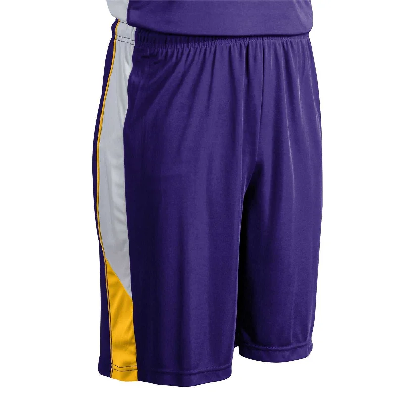 Compression Shorts for Recovery-Champro BBS21 Rebel Basketball Short - Purple Gold White