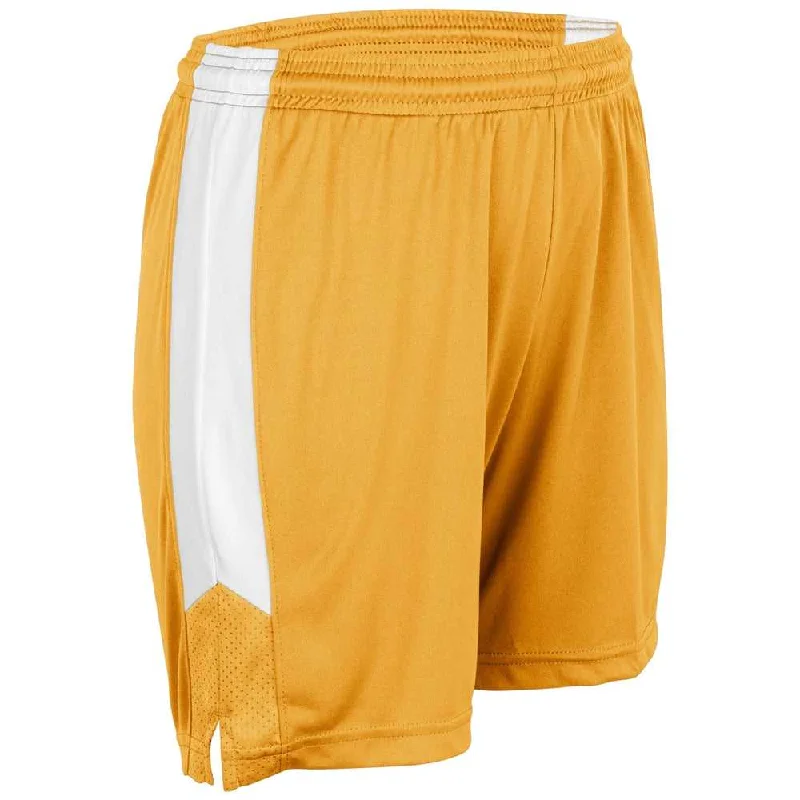 Breathable Running Shorts for Summer-Champro BBS32 Dagger Women's Basketball Short - Gold White