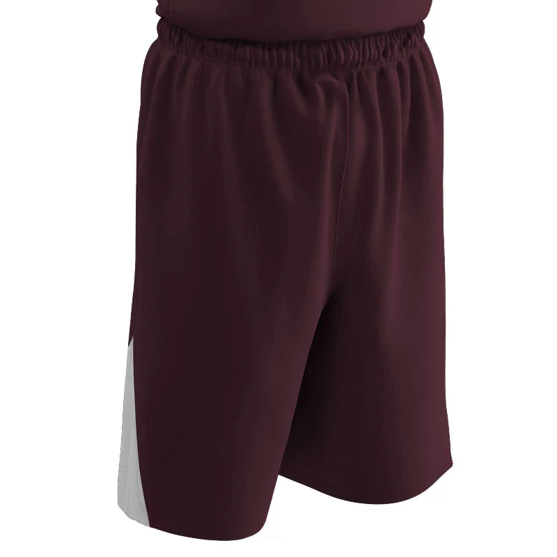 Low-Rise Shorts-Champro BBS4 Dri-Gear Pro-Plus Reversible Basketball Short - Maroon White