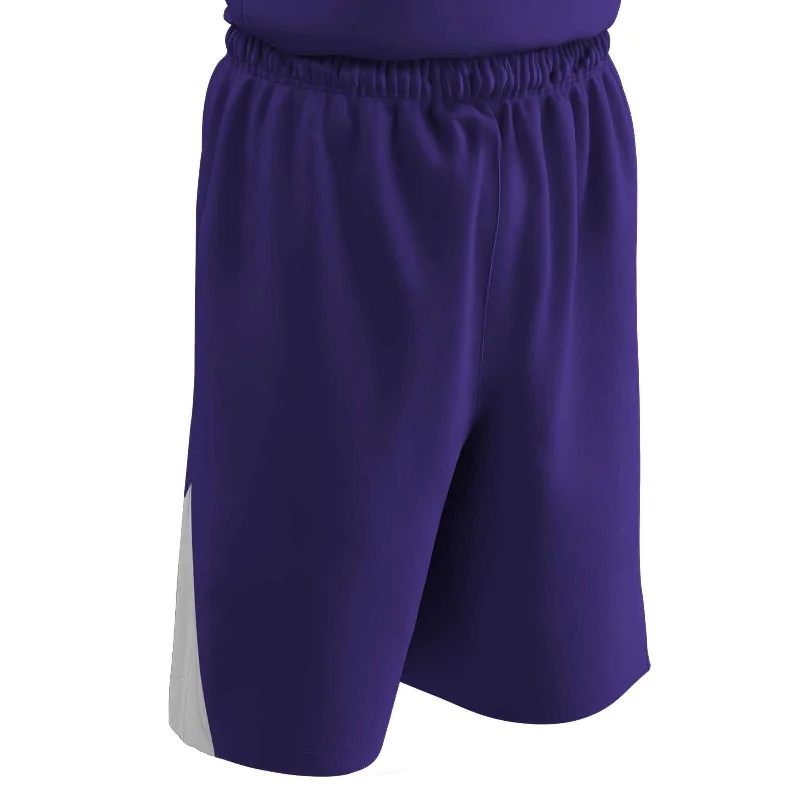 Shorts for Summer Vacation-Champro BBS4 Dri-Gear Pro-Plus Reversible Basketball Short - Purple White