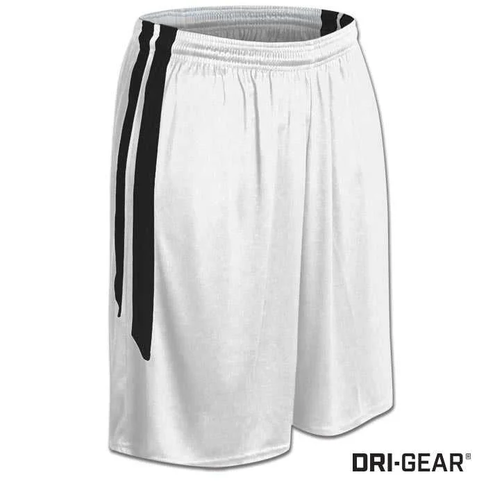 Running Shorts for Marathon-Champro BBS9 Dri-Gear Muscle Basketball Short - White Black