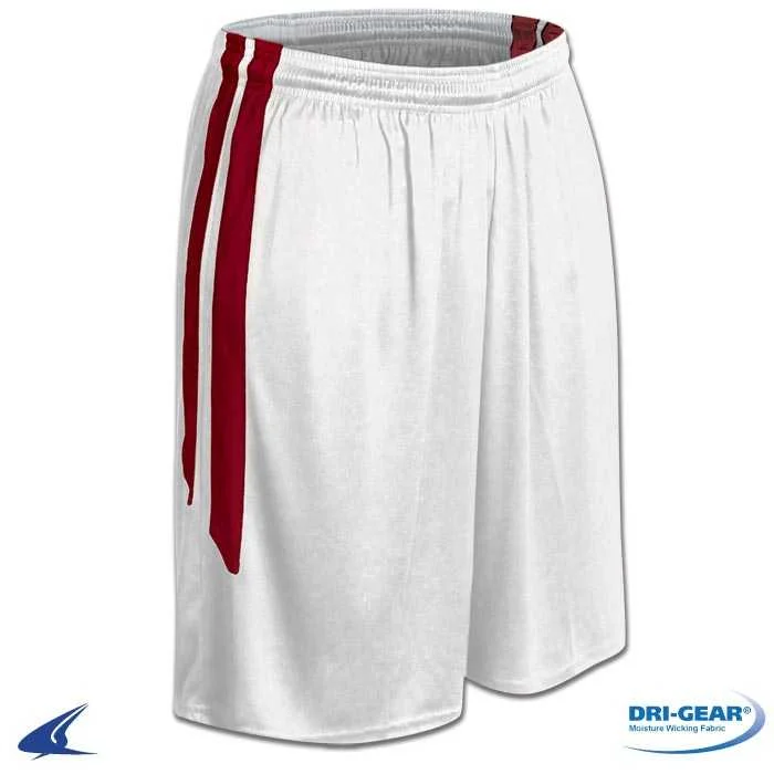 Khaki Shorts-Champro BBS9 Dri-Gear Muscle Basketball Short - White Scarlet