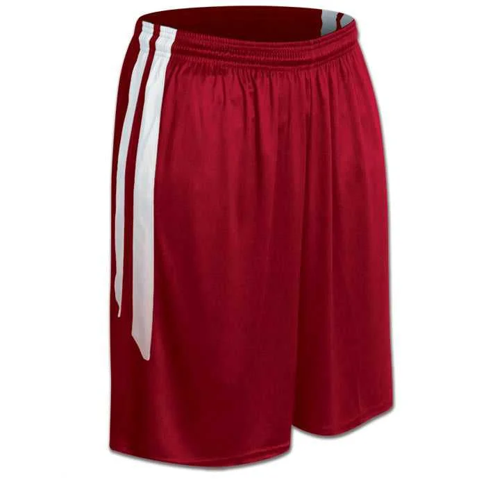 Premium Shorts for Women-Champro BBS9W Dri-Gear Muscle Basketball Short - Scarlet White