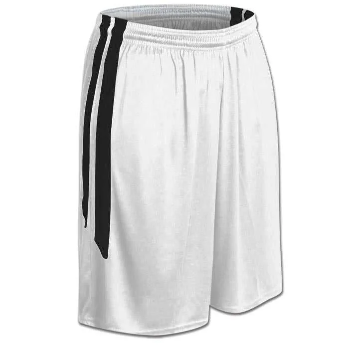 Board Shorts for Swimming-Champro BBS9W Dri-Gear Muscle Basketball Short - White Black