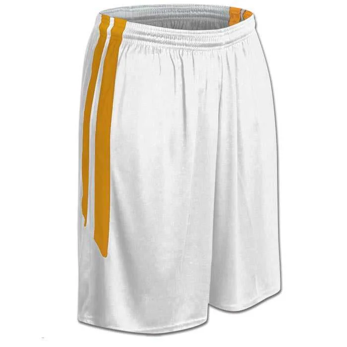 Comfortable Beach Shorts-Champro BBS9W Dri-Gear Muscle Basketball Short - White Gold