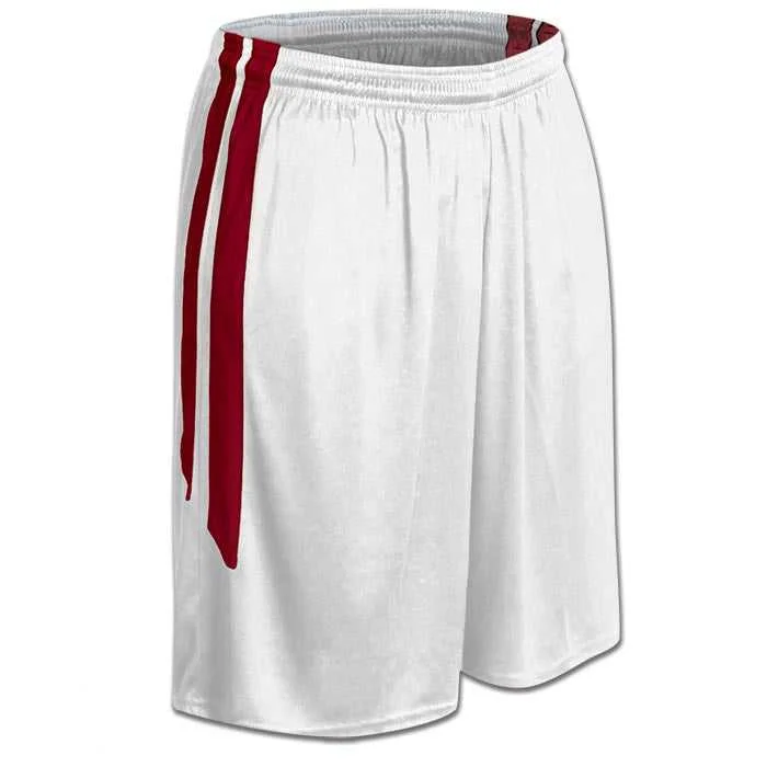 Adjustable Running Shorts-Champro BBS9W Dri-Gear Muscle Basketball Short - White Scarlet