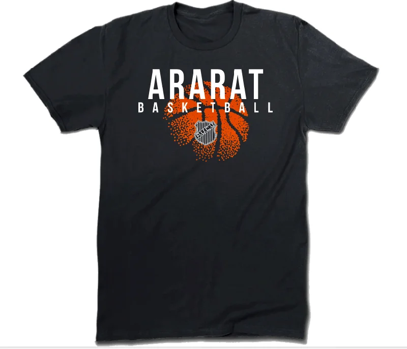 Printed T-Shirt for Kids-ARARAT basketball 2024 design black color T-shirt