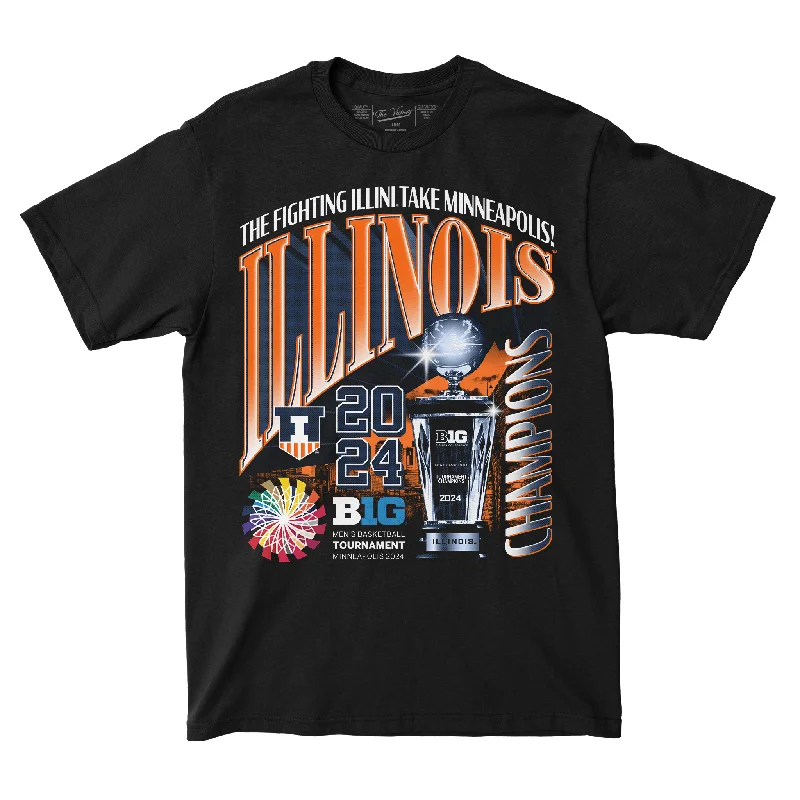 Logo T-Shirt-Illinois MBB 2024 B1G Tournament Champions Streetwear T-shirt by Retro Brand