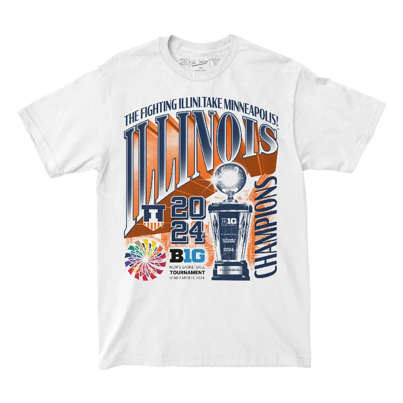 Motivational T-Shirt-Illinois MBB 2024 B1G Tournament Champions Streetwear T-shirt by Retro Brand