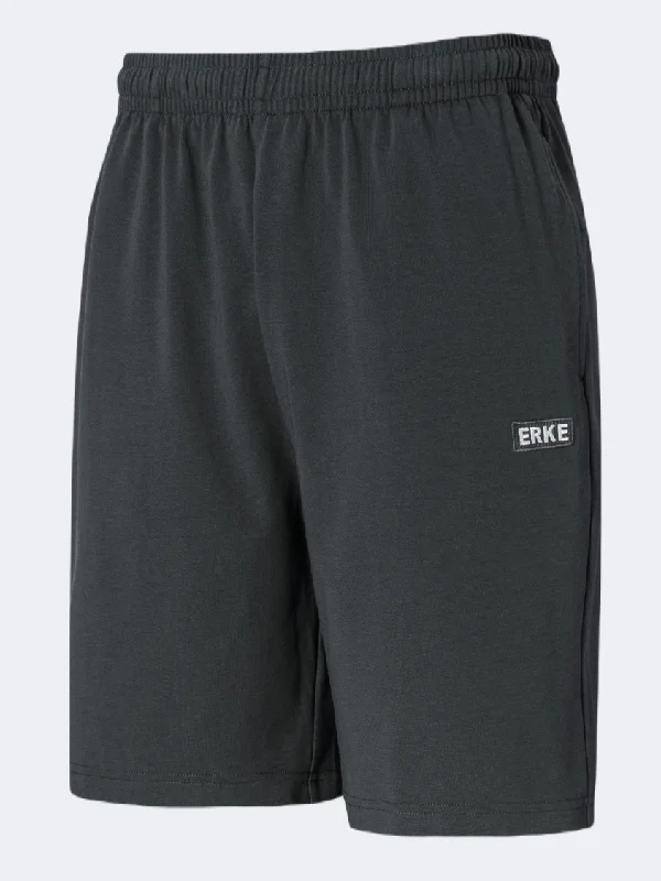 Athletic Shorts for Running-Erke Knitted Men Lifestyle Short Dark Grey